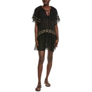 Ramy Brook Black Mini Dress with Gold Details